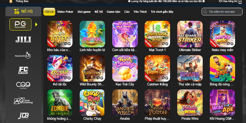 Sảnh tham gia game Slot đa dạng